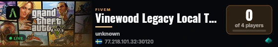 Vinewood Legacy Local Test live status badge