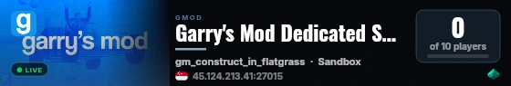 Garry's Mod Dedicated Server live status badge