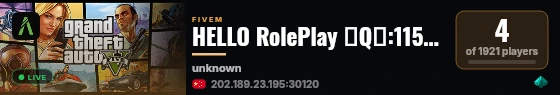 HELLO RolePlay 丨Q群:115743226丨轻松友好的美式扮演社区 live status badge