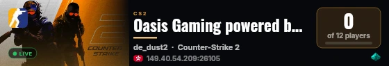 Oasis Gaming powered by PRACC.COM live status badge