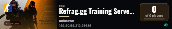 Refrag.gg Training Server (Player) live status badge