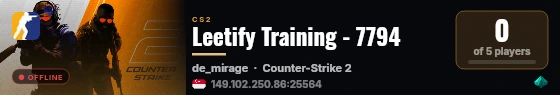 Leetify Training - 7794 live status badge