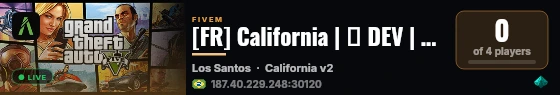 [FR] California | 👊 DEV | 🔊 discord.gg/california live status badge