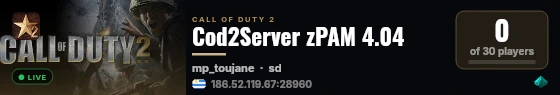 Cod2Server zPAM 4.04 live status badge