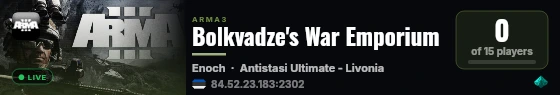 Bolkvadze's War Emporium live status badge