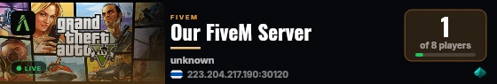Our FiveM Server live status badge