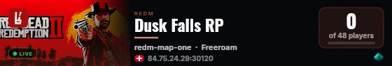 Dusk Falls RP live status badge