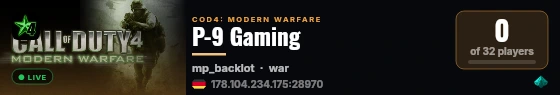 P-9 Gaming live status badge