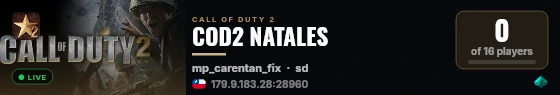 COD2 NATALES live status badge