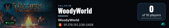 WoodyWorld live status badge