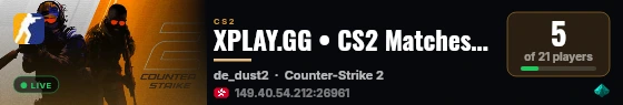 XPLAY.GG • CS2 Matches #57 live status badge