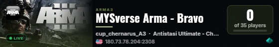 MYSverse Arma - Bravo live status badge