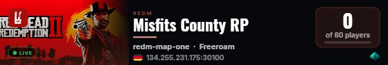 Misfits County RP live status badge