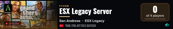 ESX Legacy Server live status badge
