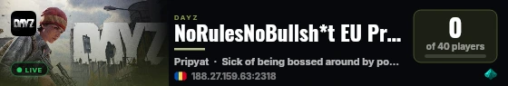 NoRulesNoBullsh*t EU Pripyat Vanilla+ 1PP discord:nTnyWpt4cq live status badge
