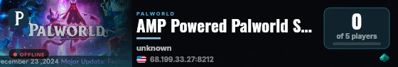 AMP Powered Palworld Server live status badge