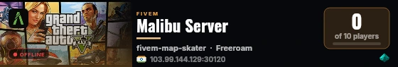 Malibu Server live status badge