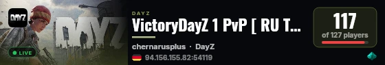 VictoryDayZ 1 PvP [ RU TerjeSkills Quests Mods ZoneBots Events live status badge