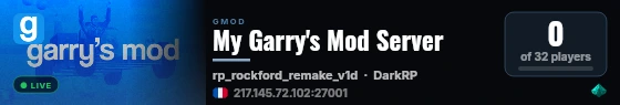 My Garry's Mod Server live status badge