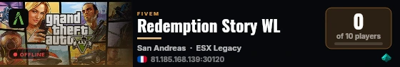 Redemption Story WL live status badge