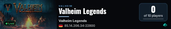Valheim Legends live status badge