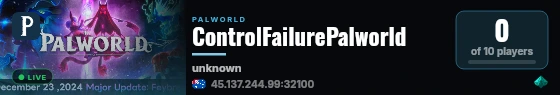 ControlFailurePalworld live status badge