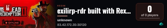 exilirp-rdr built with Rexshack RedM Build by Rexshack Gaming! live status badge