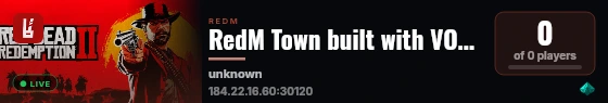 RedM Town built with VORPCore! live status badge