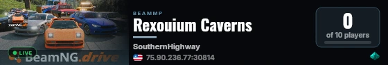 Rexouium Caverns live status badge