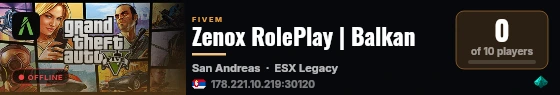 Zenox RolePlay | Balkan live status badge