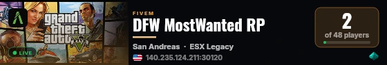 DFW MostWanted RP live status badge