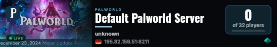Default Palworld Server live status badge