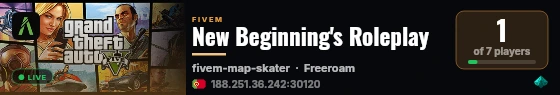 New Beginning's Roleplay live status badge
