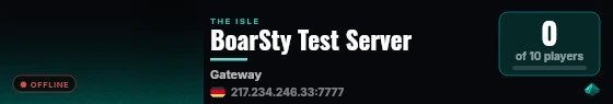BoarSty Test Server live status badge