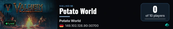 Valheim Server by G-Portal.com live status badge