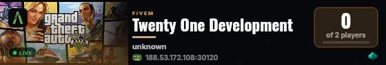 Twenty One Development live status badge