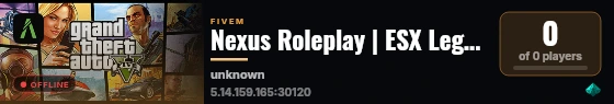 Nexus Roleplay | ESX Legacy Server live status badge