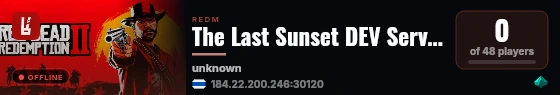 The Last Sunset DEV Server live status badge