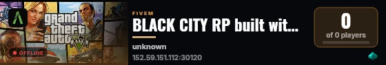 BLACK CITY RP built with QBCore Framework by JericoFx & Kakarot & Hamy! live status badge