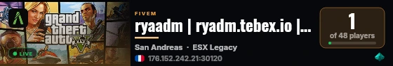 ryaadm | ryadm.tebex.io | Dev Server live status badge