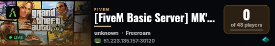 MK's test built with FiveM Basic Server! live status badge