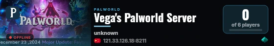 Vega's Palworld Server live status badge
