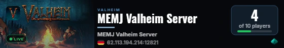 MEMJ Valheim Server live status badge