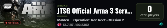 JTSG Official Arma 3 Server live status badge