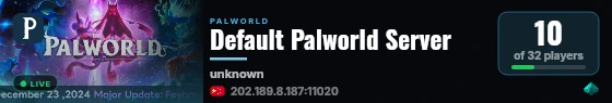 Default Palworld Server live status badge