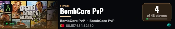 BombCore PvP live status badge