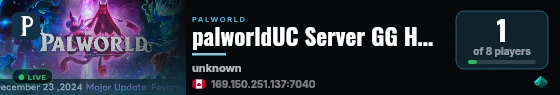 palworldUC Server GG Host live status badge