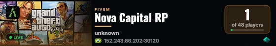 Nova Capital RP live status badge