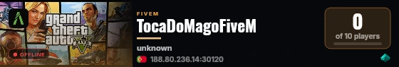 TocaDoMagoFiveM live status badge