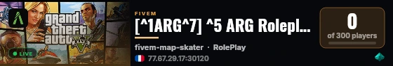 [^1ARG^7] ^5 ARG Roleplay ^0| ^5.gg/argrp live status badge